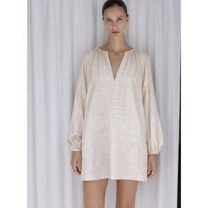 Matin Studio Cream Cotton Eyelet Billow Sleeve Mini Dress AU 8 US 4 | Tunic
